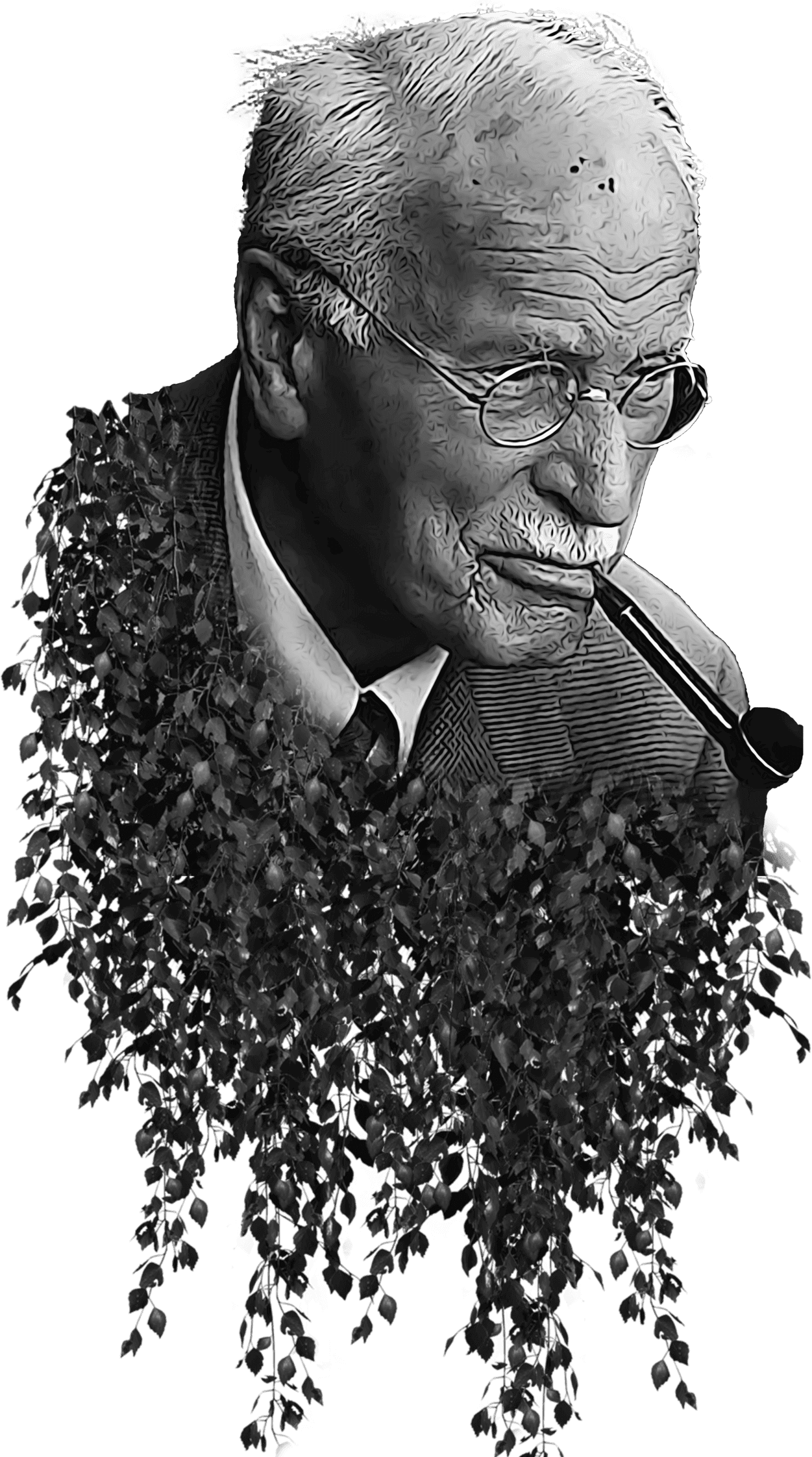 carl jung black and white image with nature effect