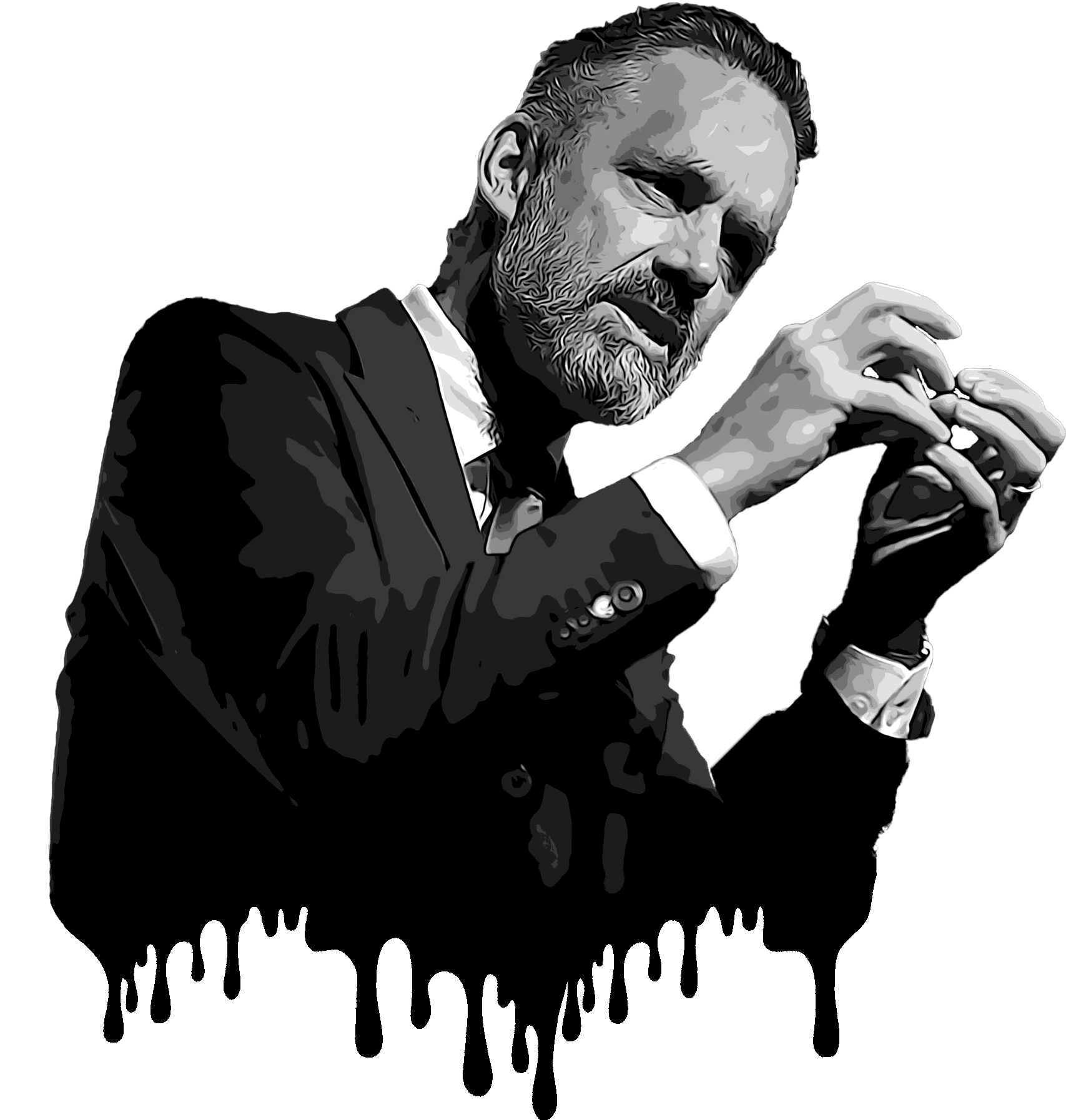 jordan peterson black and white photoshoped with dipping effect